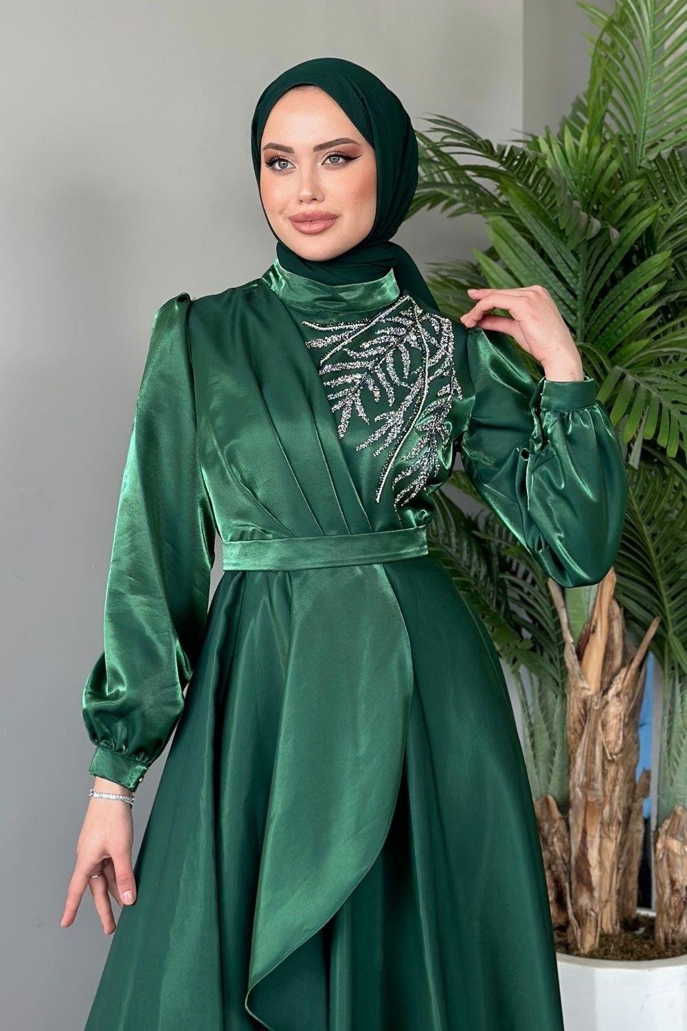 Lina Tafta Abiye Yeşil 21680 