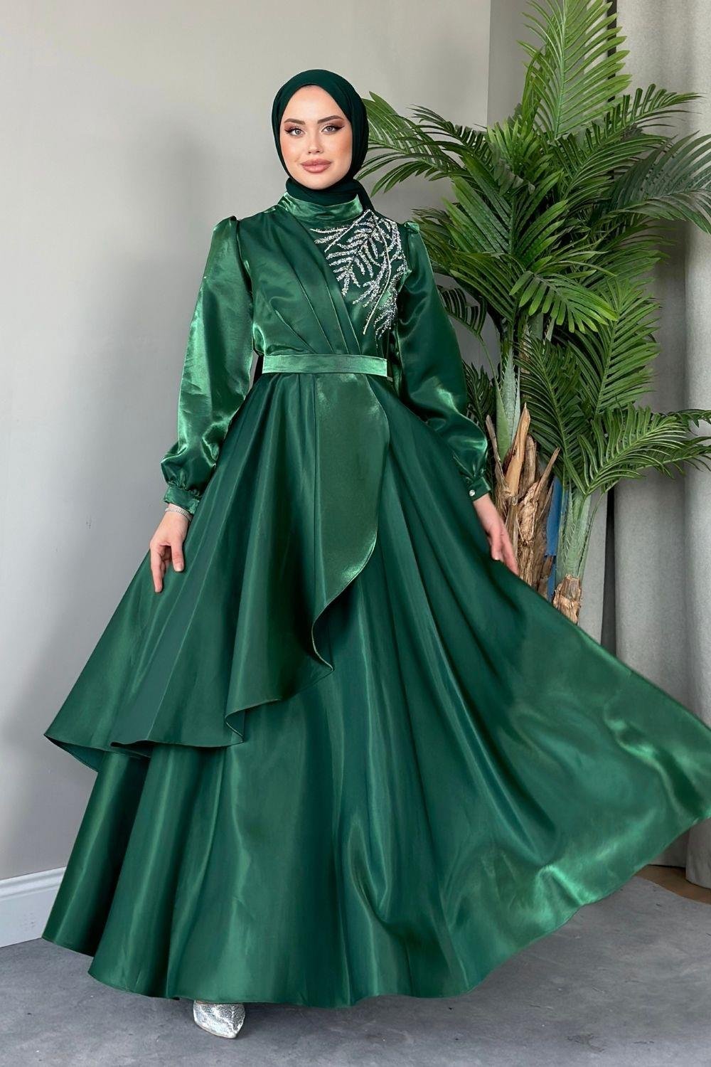 Lina Tafta Abiye Yeşil 21680 