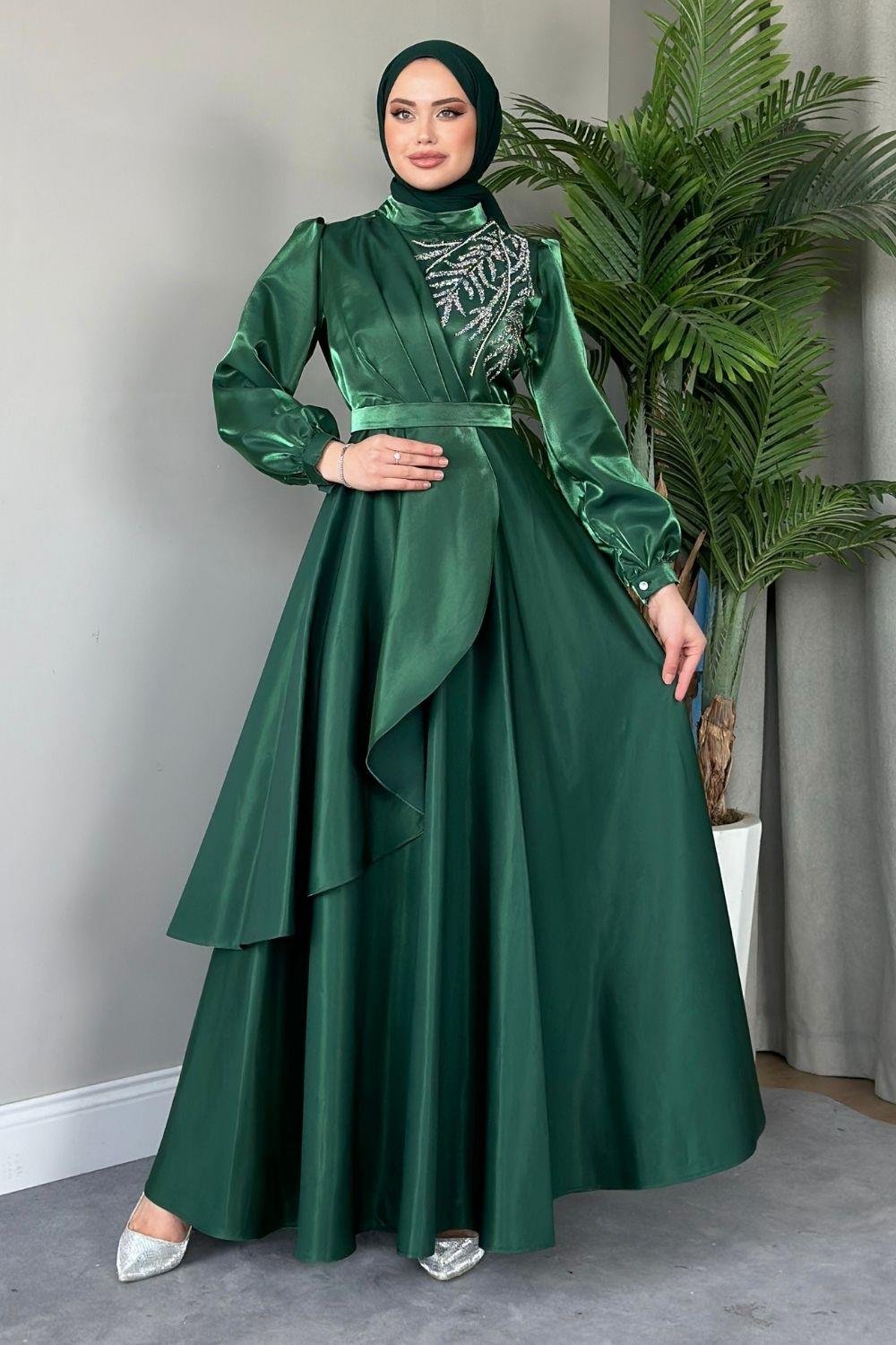 Lina Tafta Abiye Yeşil 21680 