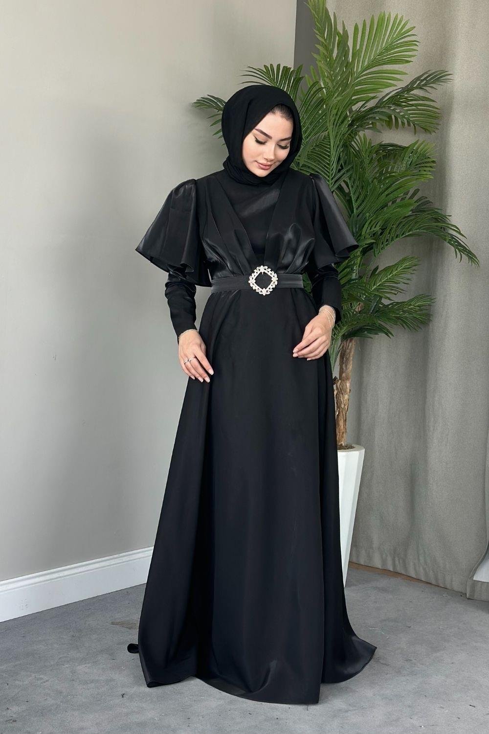 Pelerin Kol Abiye Siyah 2209 