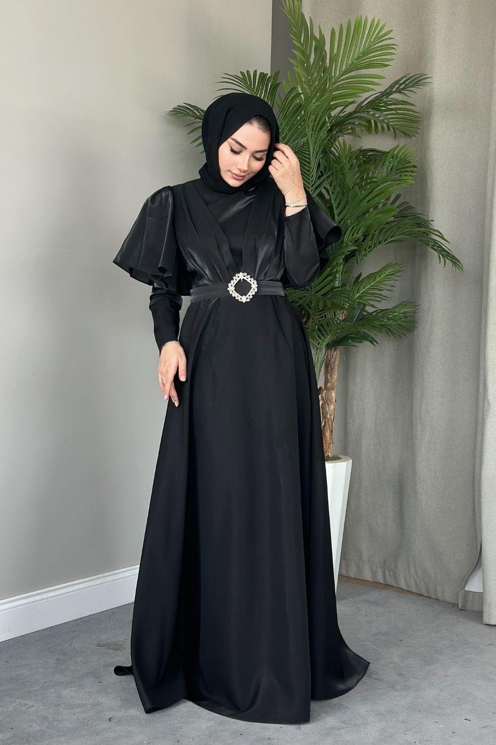 Pelerin Kol Abiye Siyah 2209 