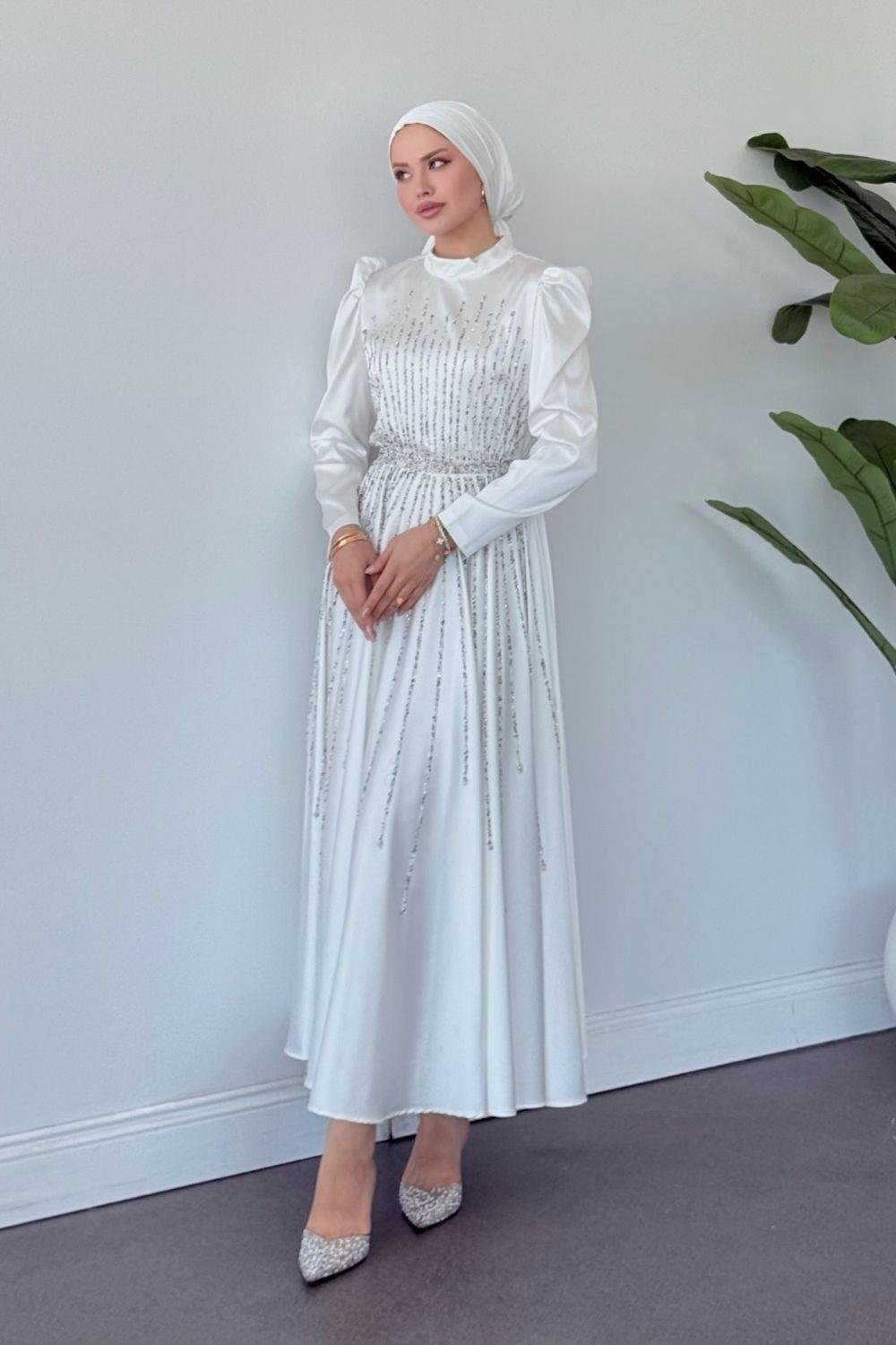 Erçin Evening Dress White 2231 