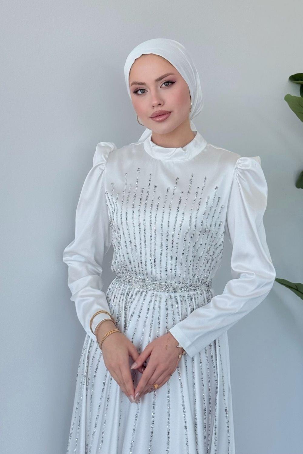 Erçin Evening Dress White 2231 