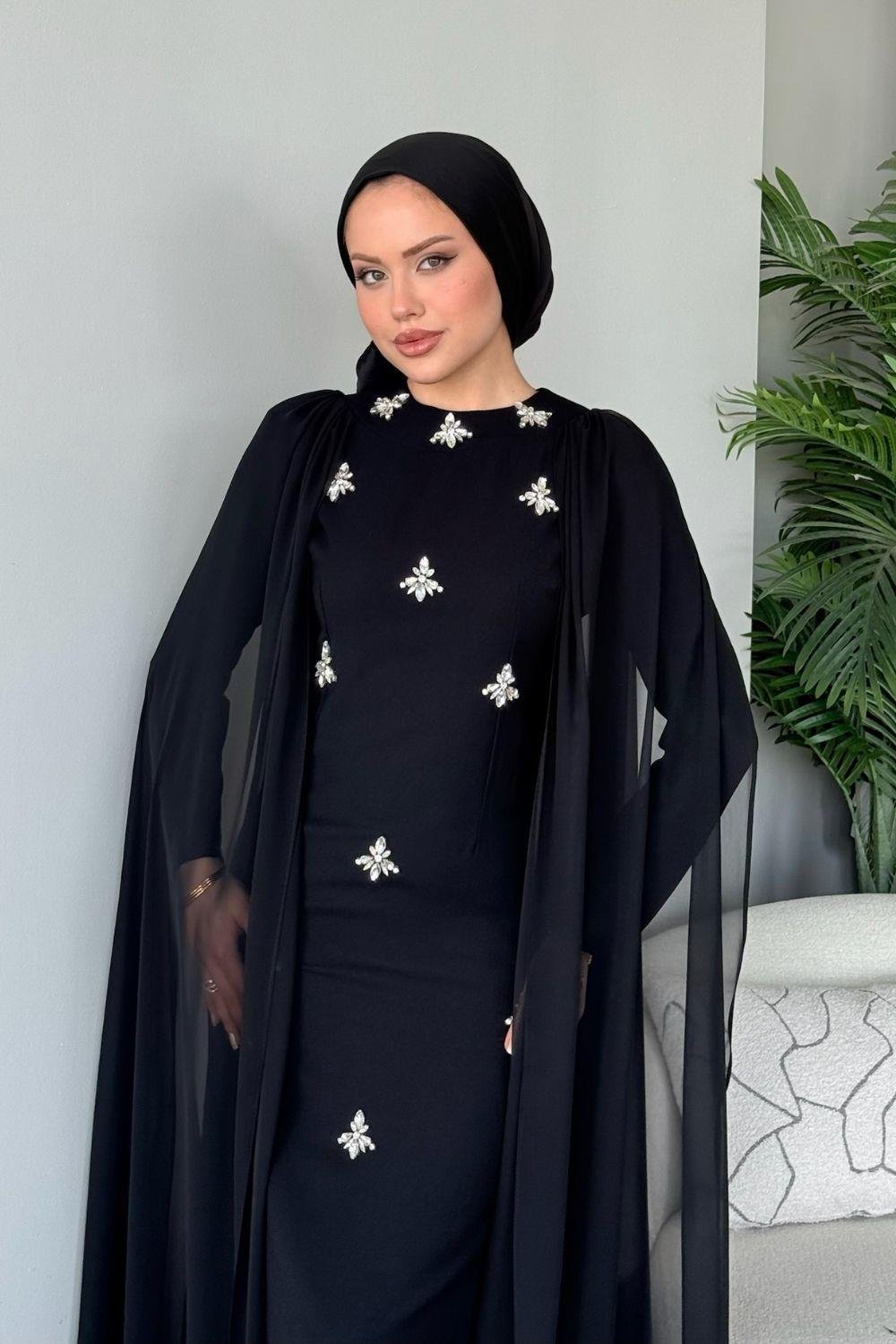 Cide Taş İşlemeli Abiye Siyah 2275 