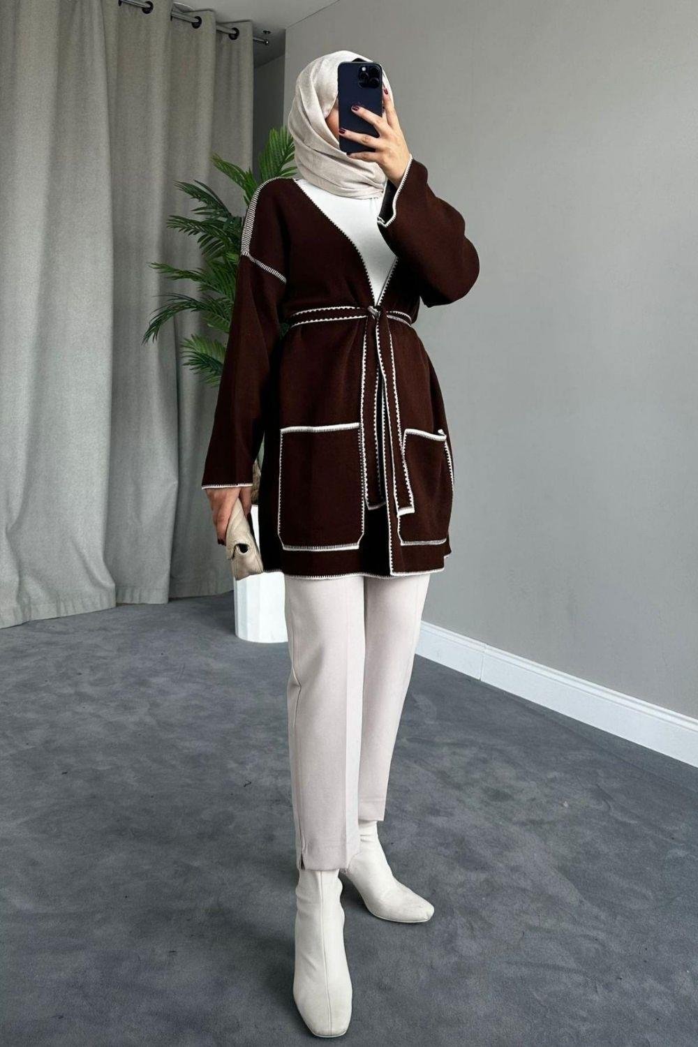 Kemerli Hırka Kahverengi 2286 