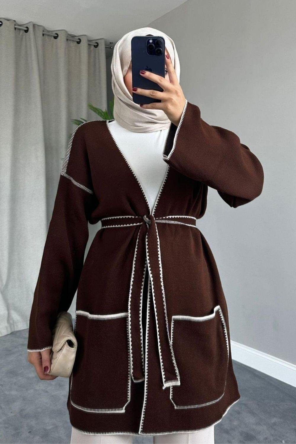 Kemerli Hırka Kahverengi 2286 
