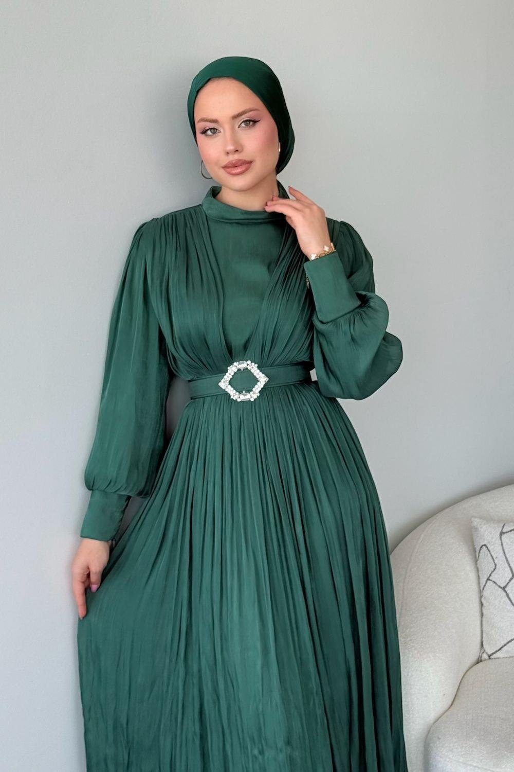Seval Beli Kemerli Abiye Haki 22870 