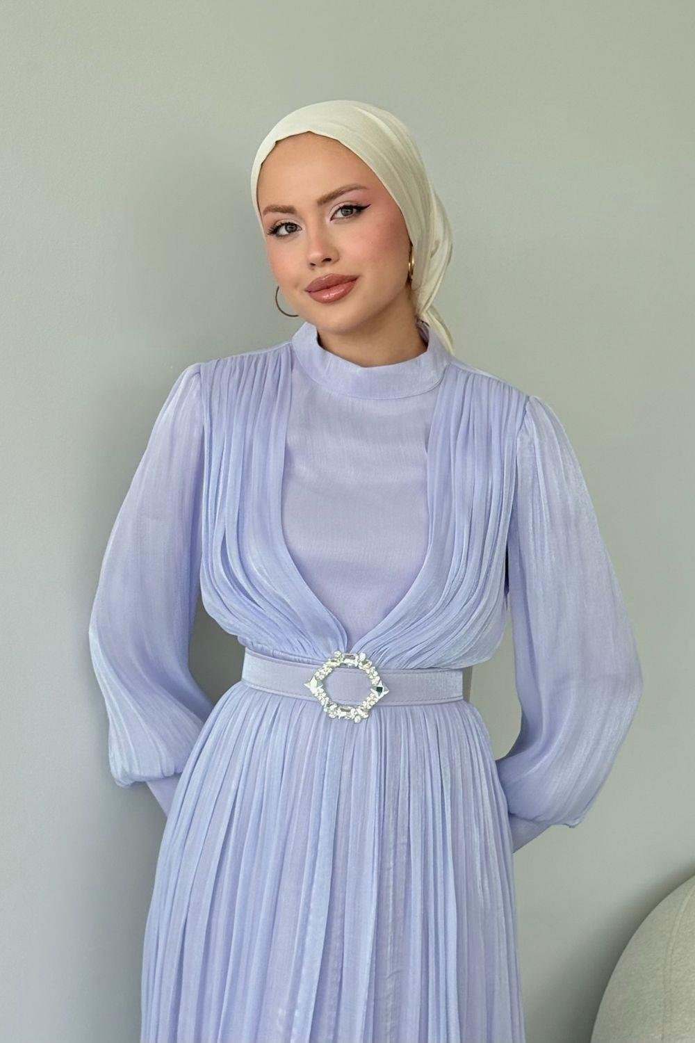 Seval Beli Kemerli Abiye Lila 22870 