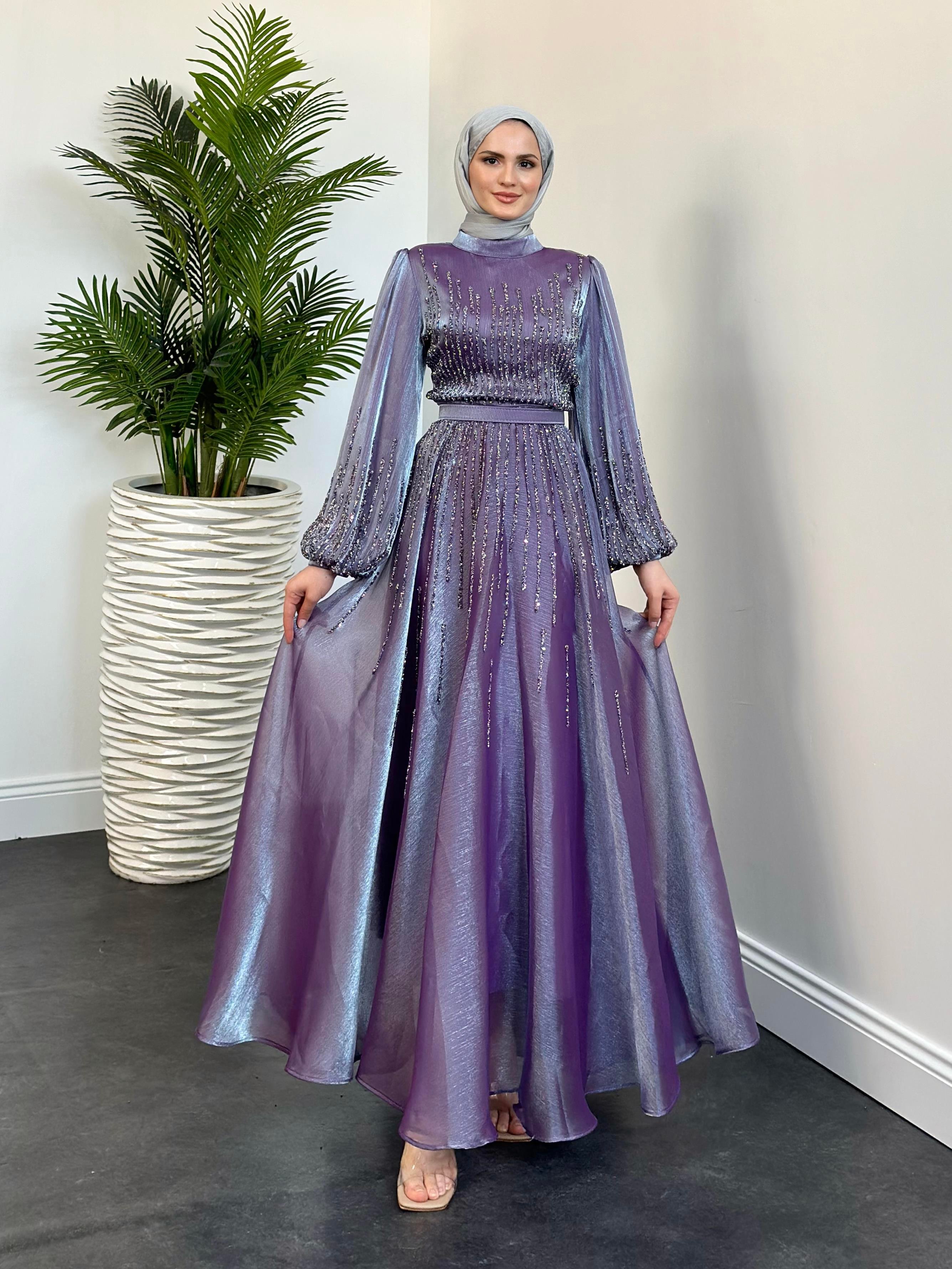Alina Taşlı Abiye Lila 22990 