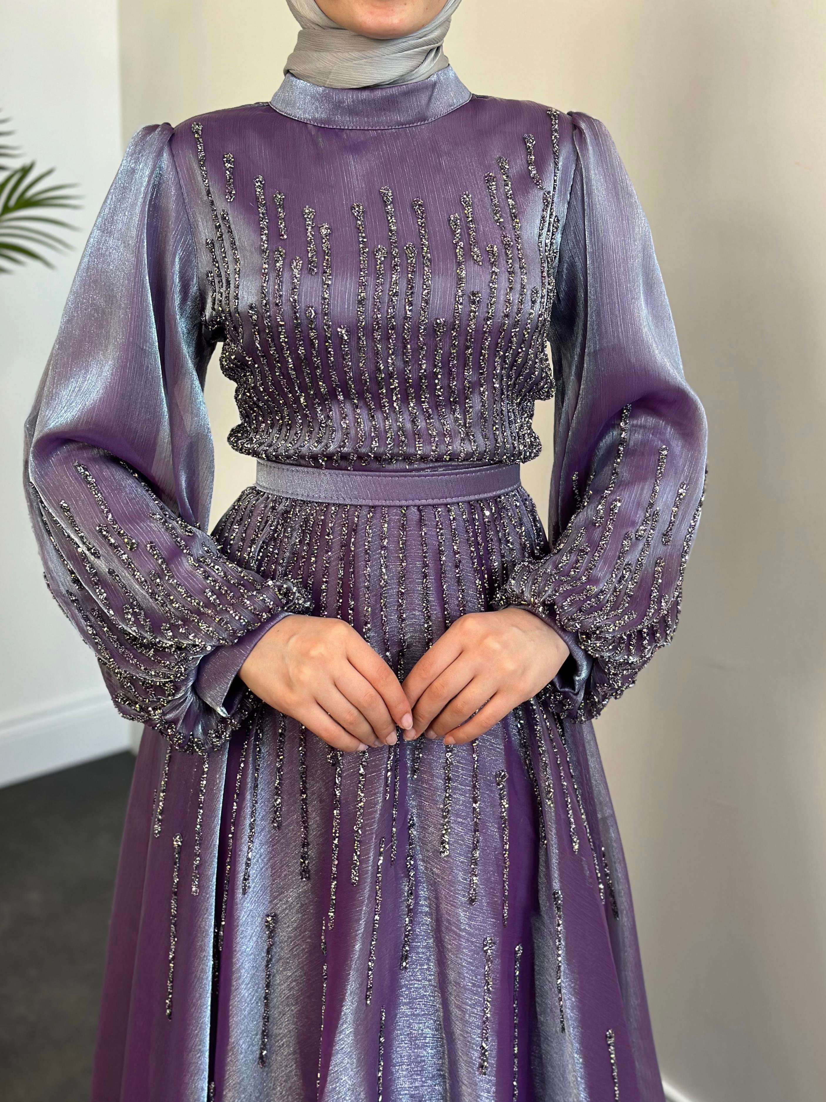 Alina Taşlı Abiye Lila 22990 