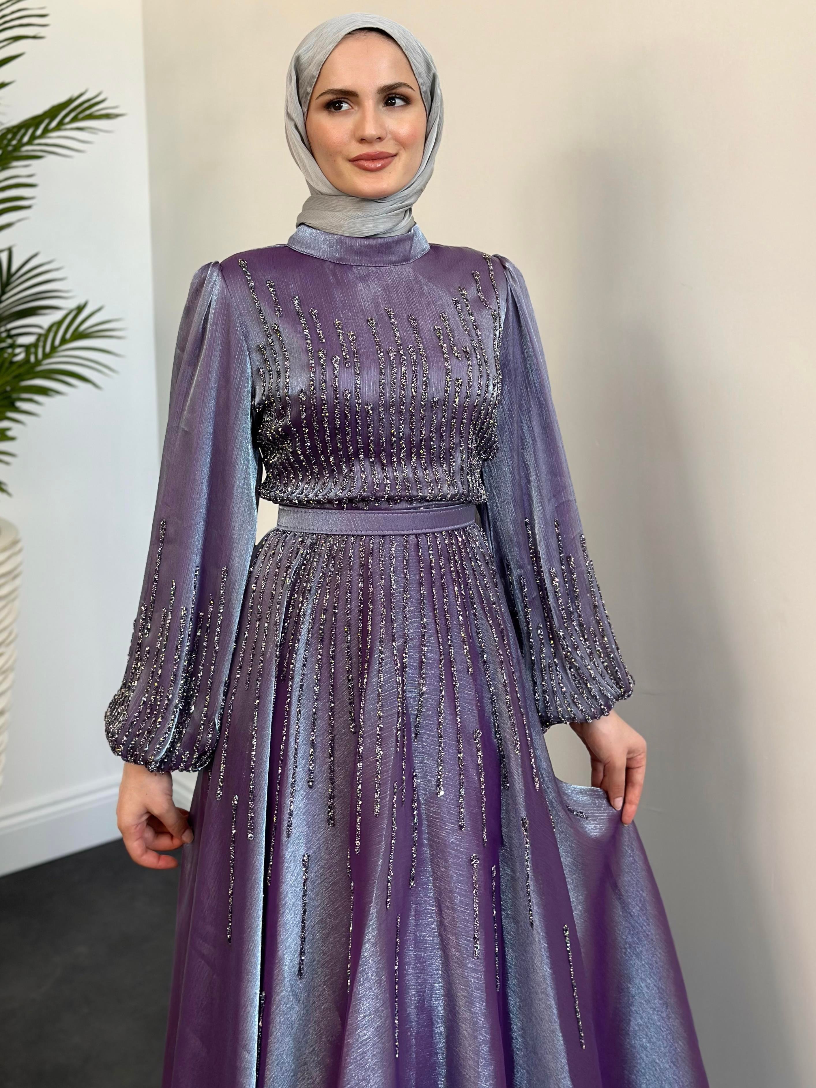 Alina Taşlı Abiye Lila 22990 