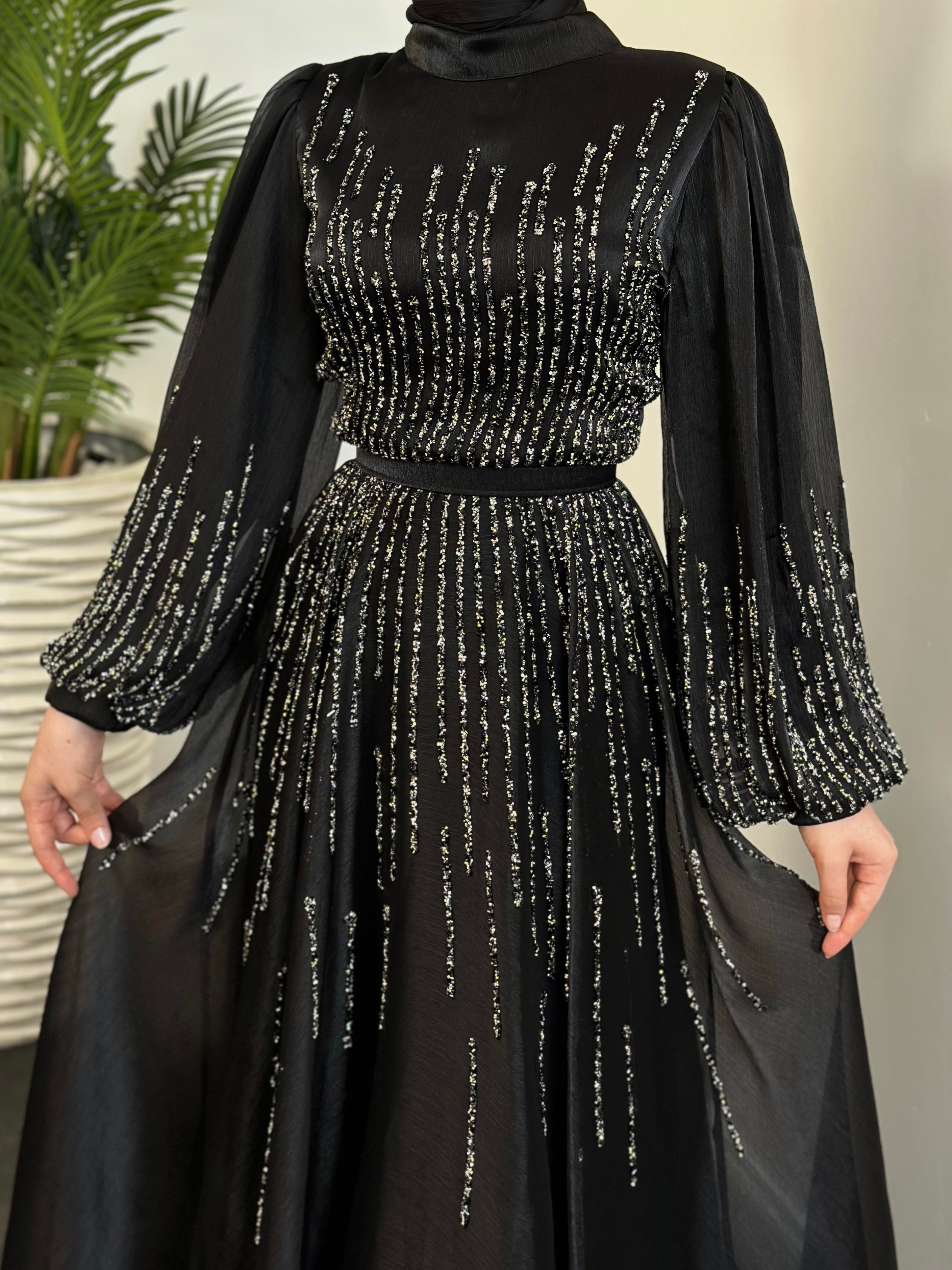 Alina Taşlı Abiye Siyah 22990 