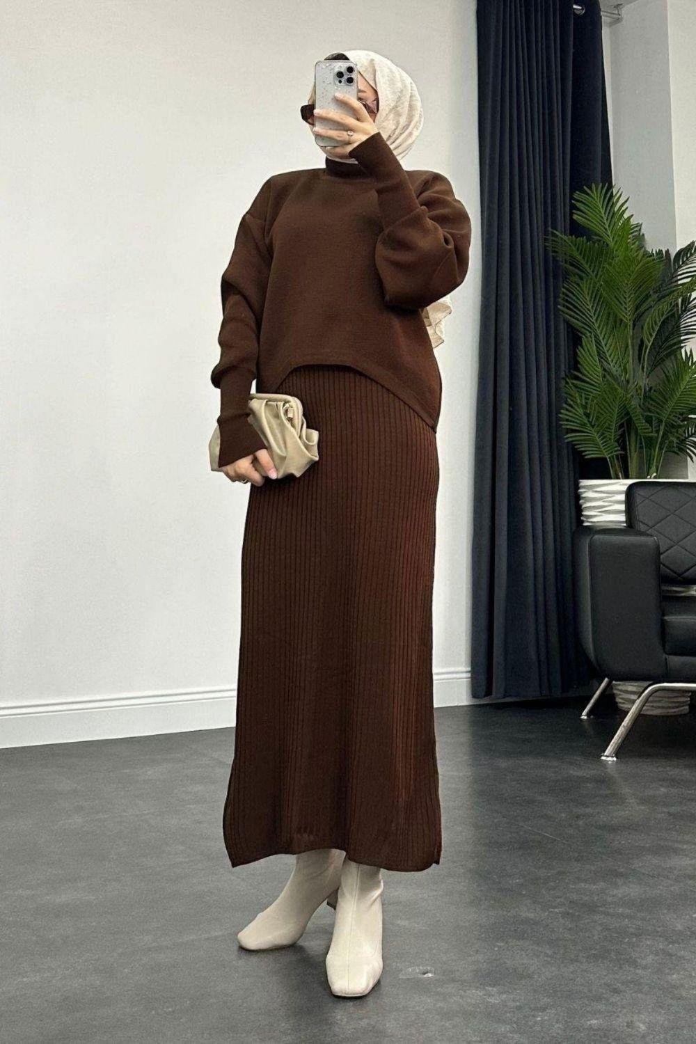 Asel Triko Elbise Kahverengi 23014000 