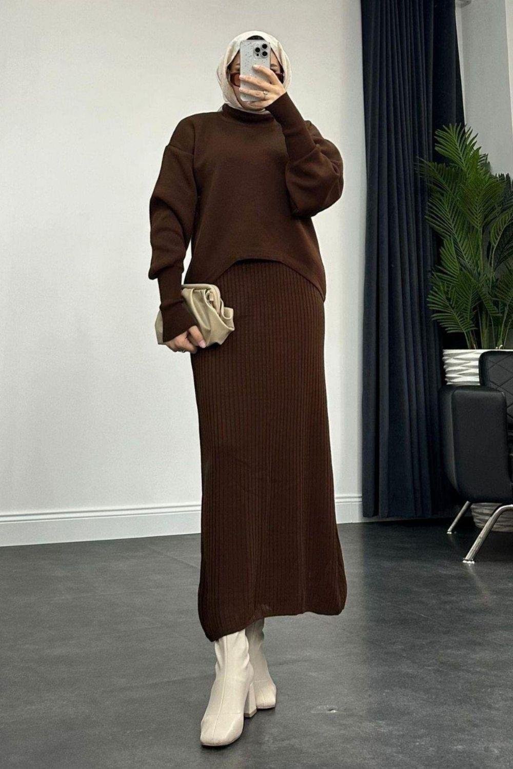 Asel Triko Elbise Kahverengi 23014000 