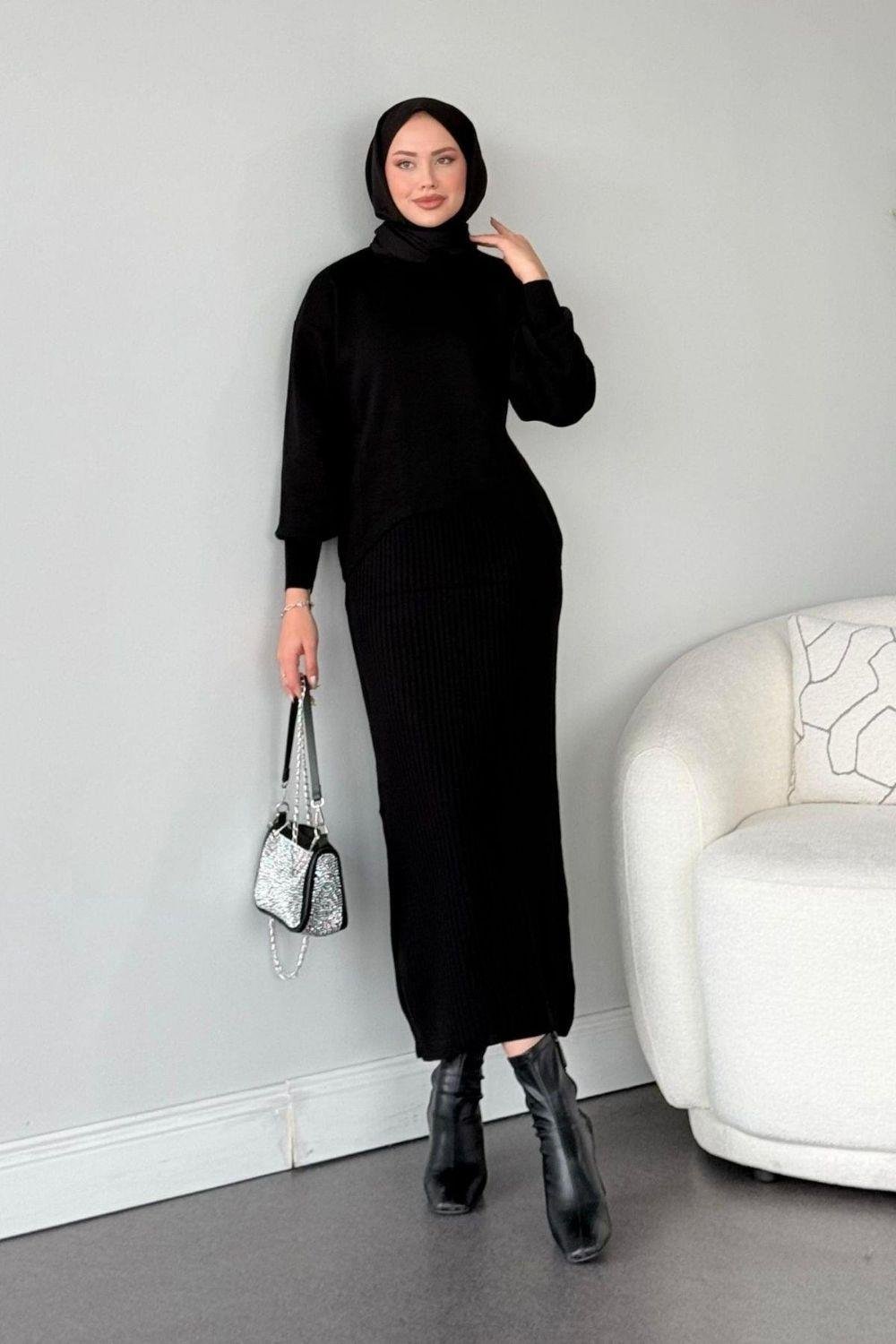 Asel Triko Elbise Siyah 23014000 