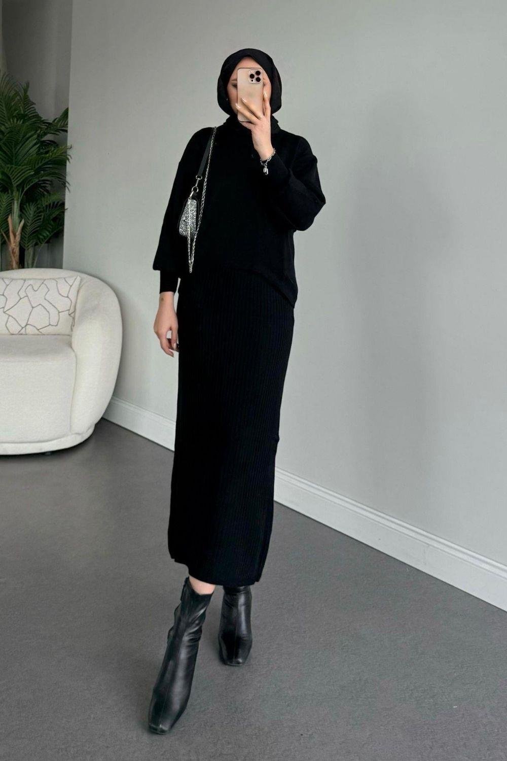 Asel Triko Elbise Siyah 23014000 