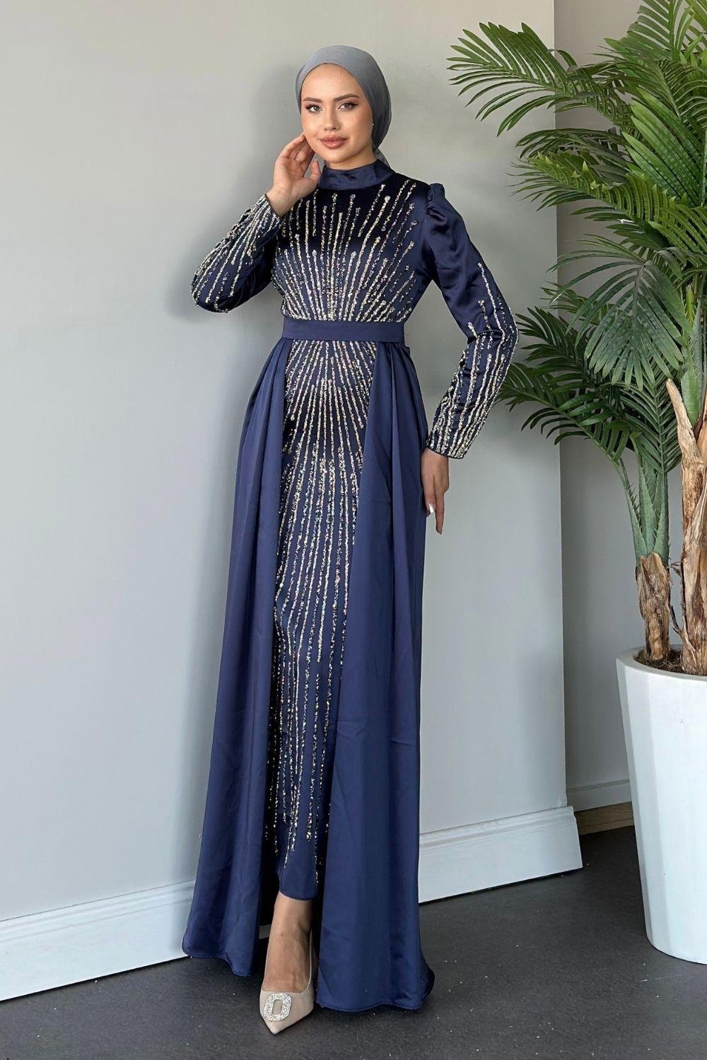 Bige Abiye Lacivert 23020 