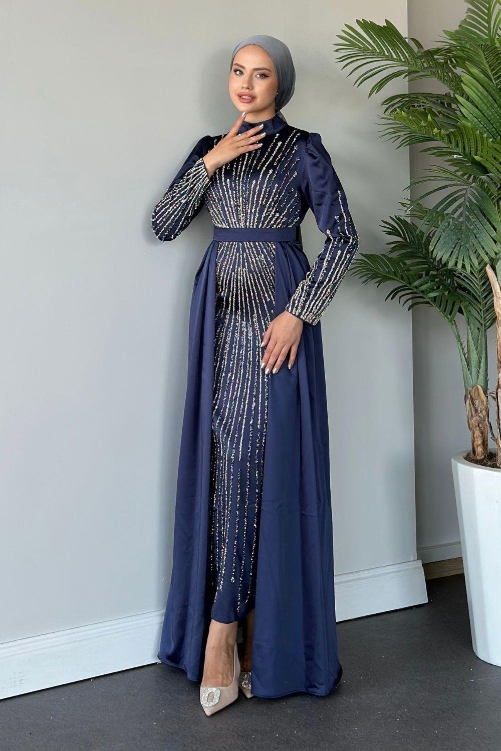 Bige Abiye Lacivert 23020 