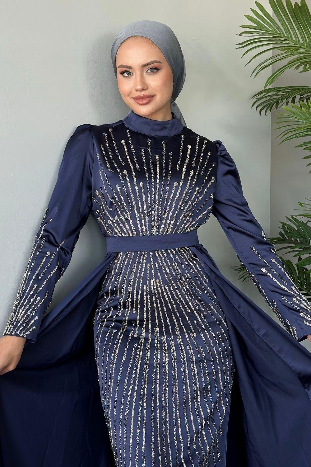 Bige Abiye Lacivert 23020 