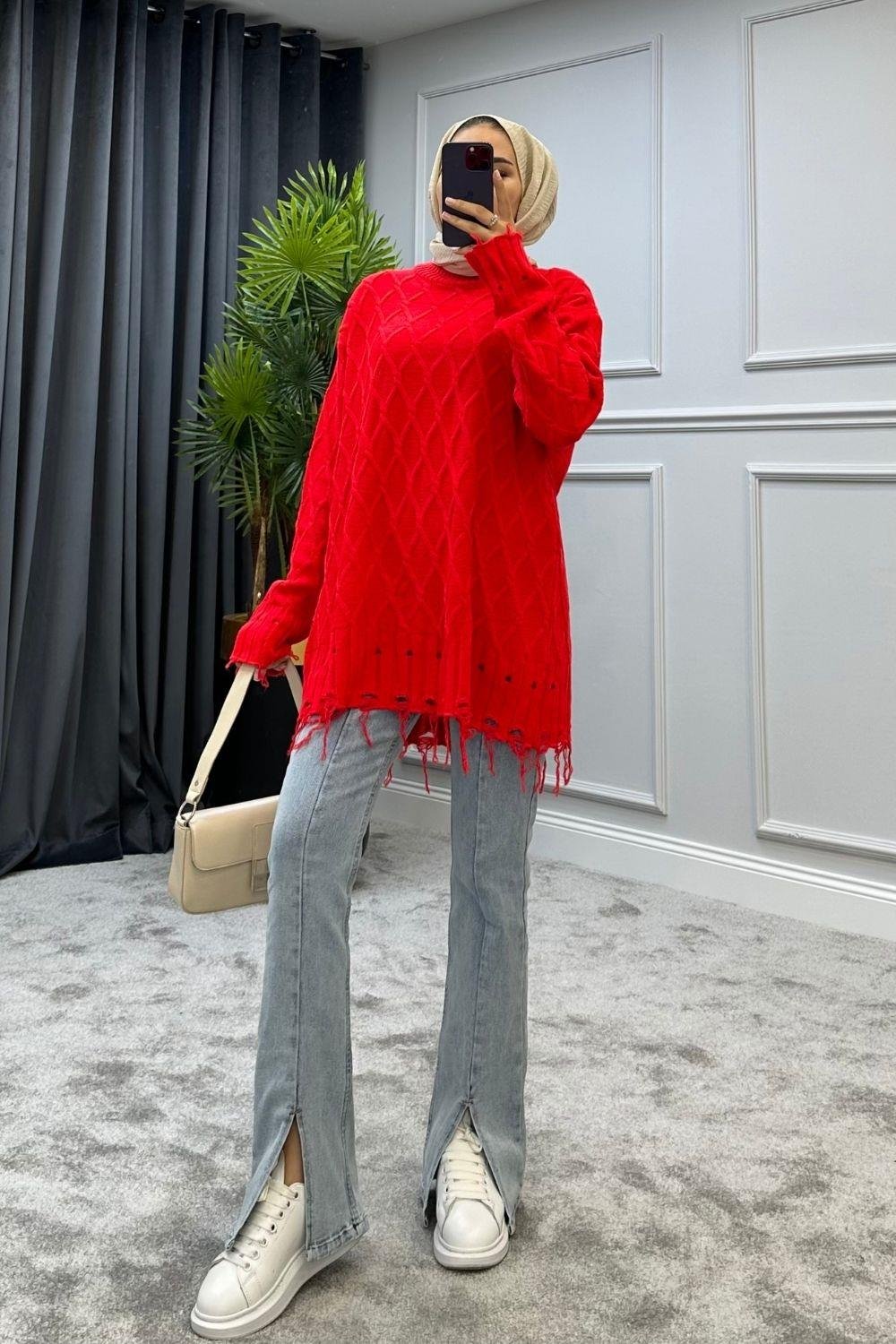 Baklava Desen Kazak Kırmızı 230910 