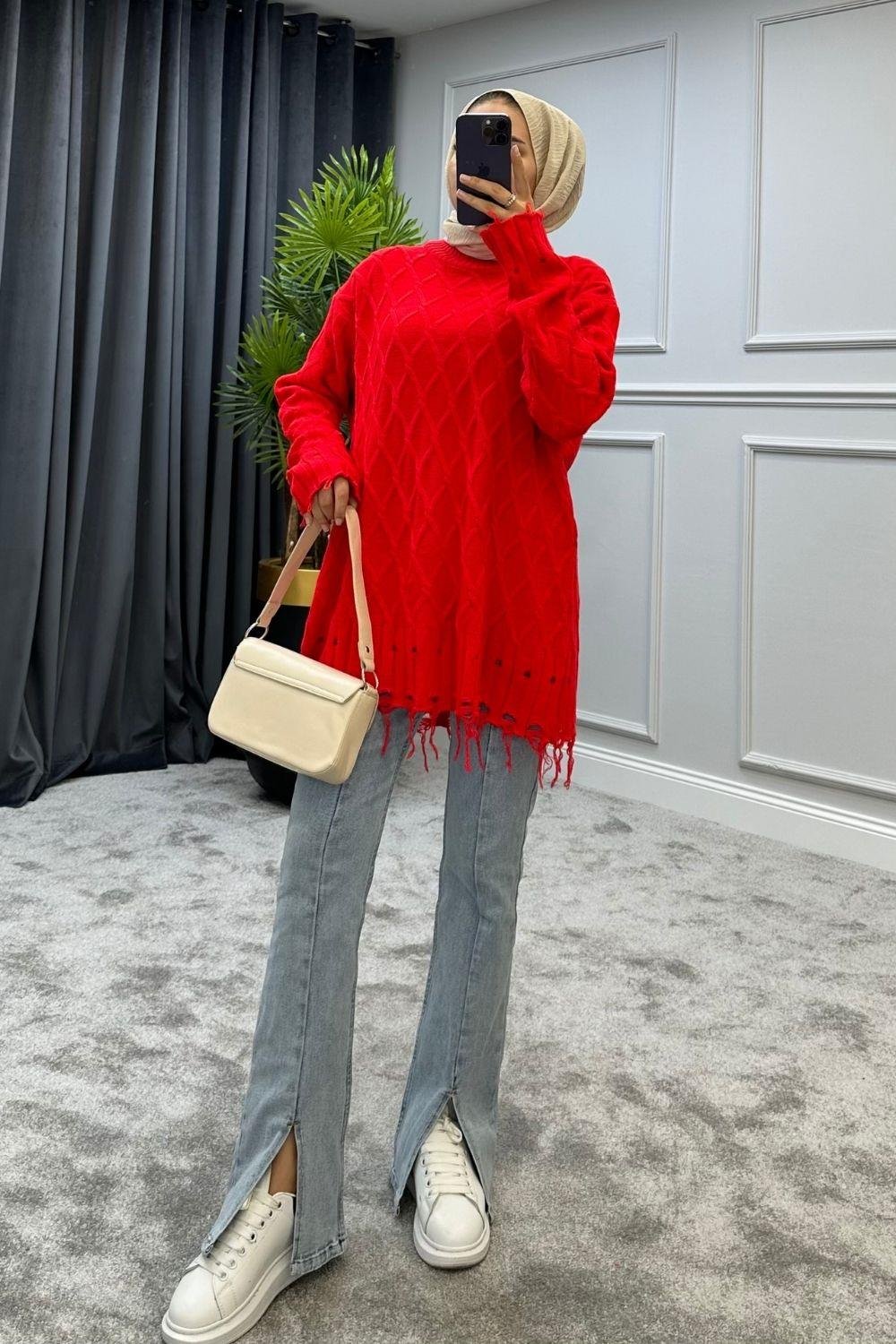 Baklava Desen Kazak Kırmızı 230910 