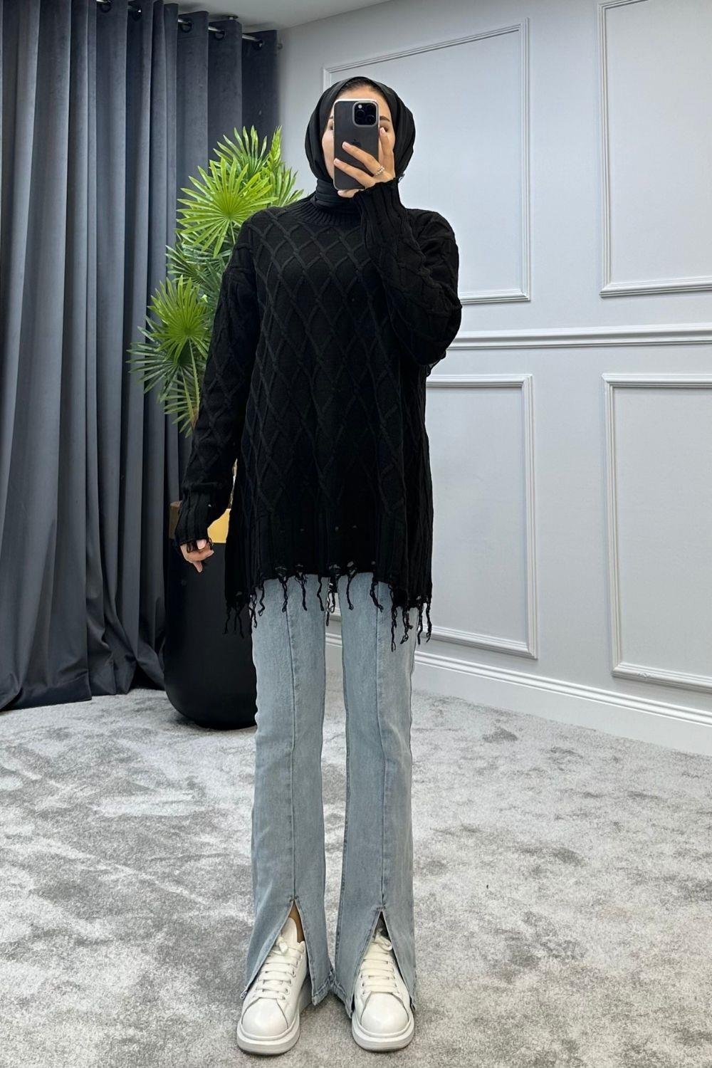 Baklava Desen Kazak Siyah 230910 