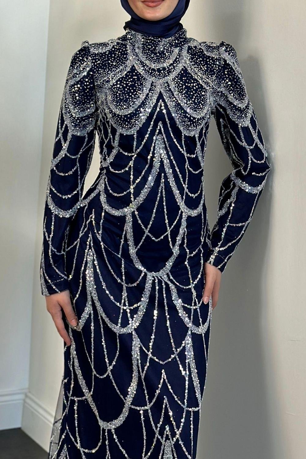 Defne Abiye Lacivert 23120 