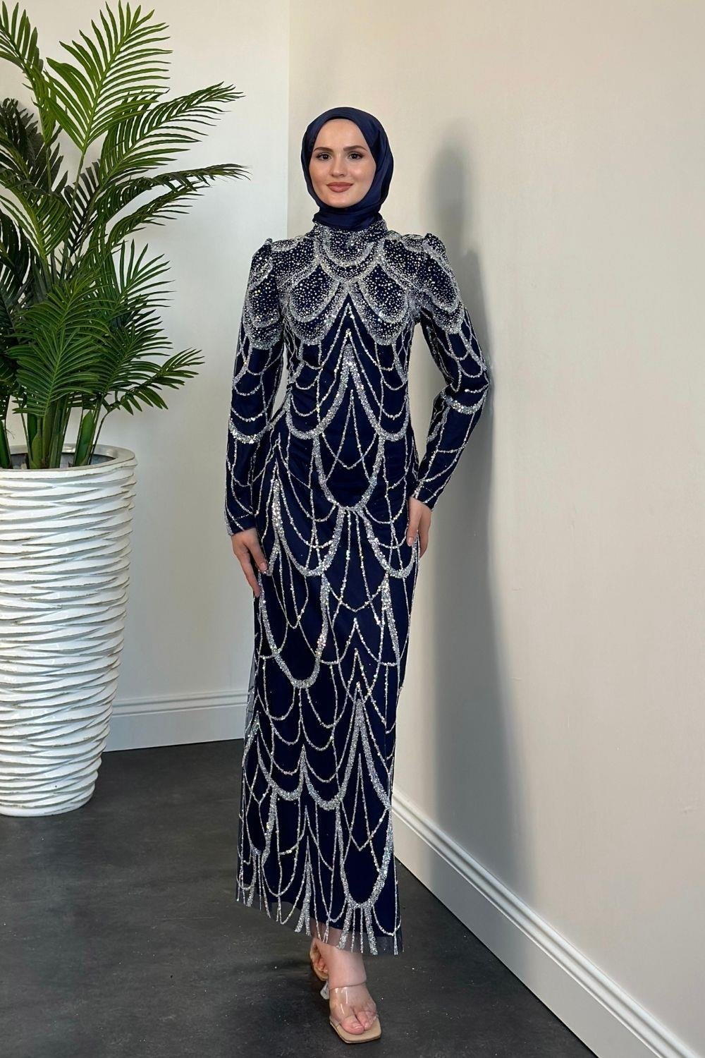 Defne Abiye Lacivert 23120 