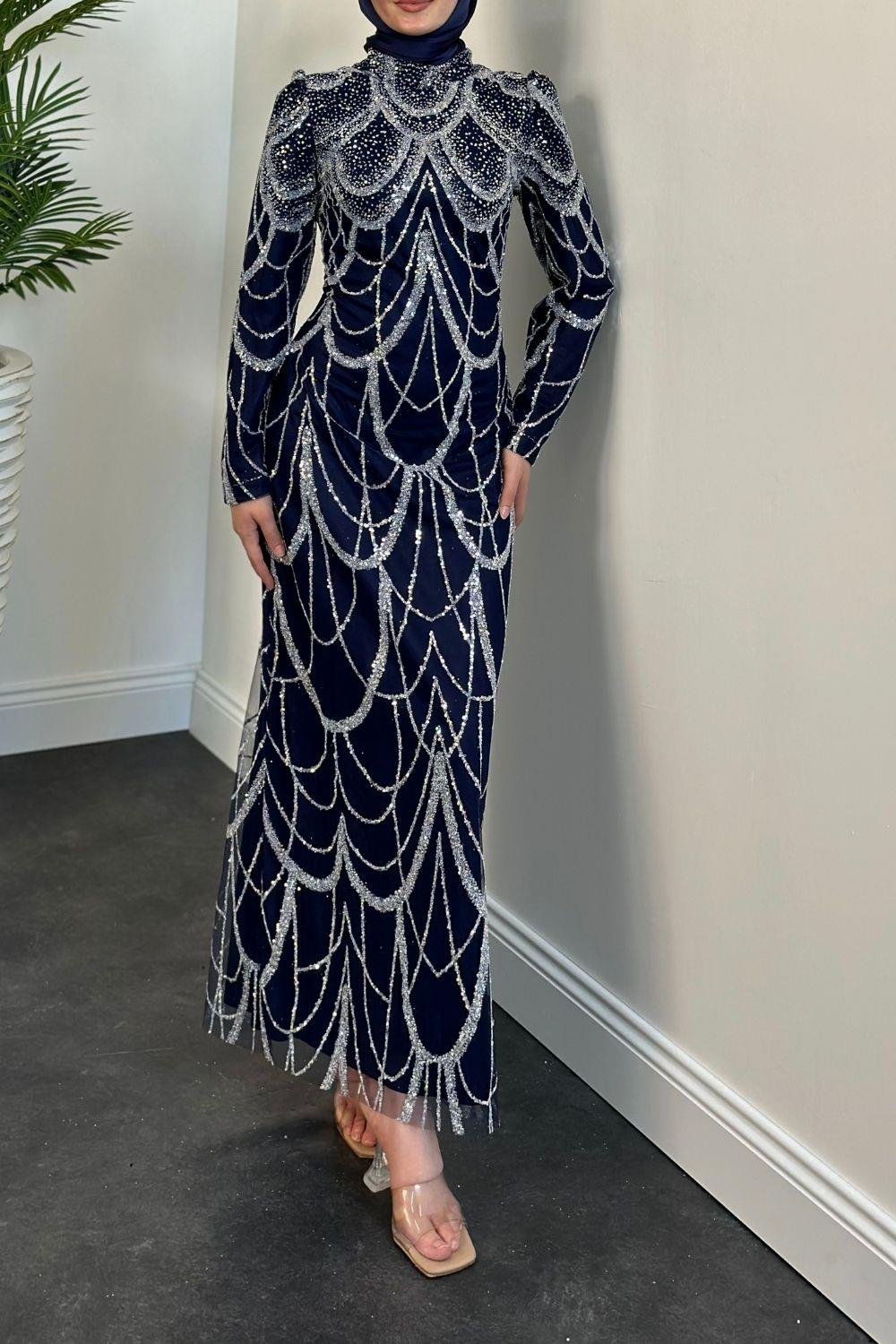 Defne Abiye Lacivert 23120 