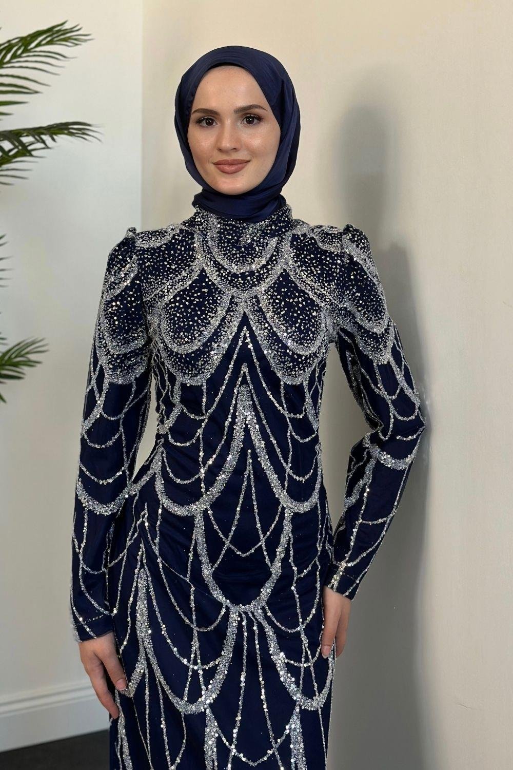 Defne Abiye Lacivert 23120 