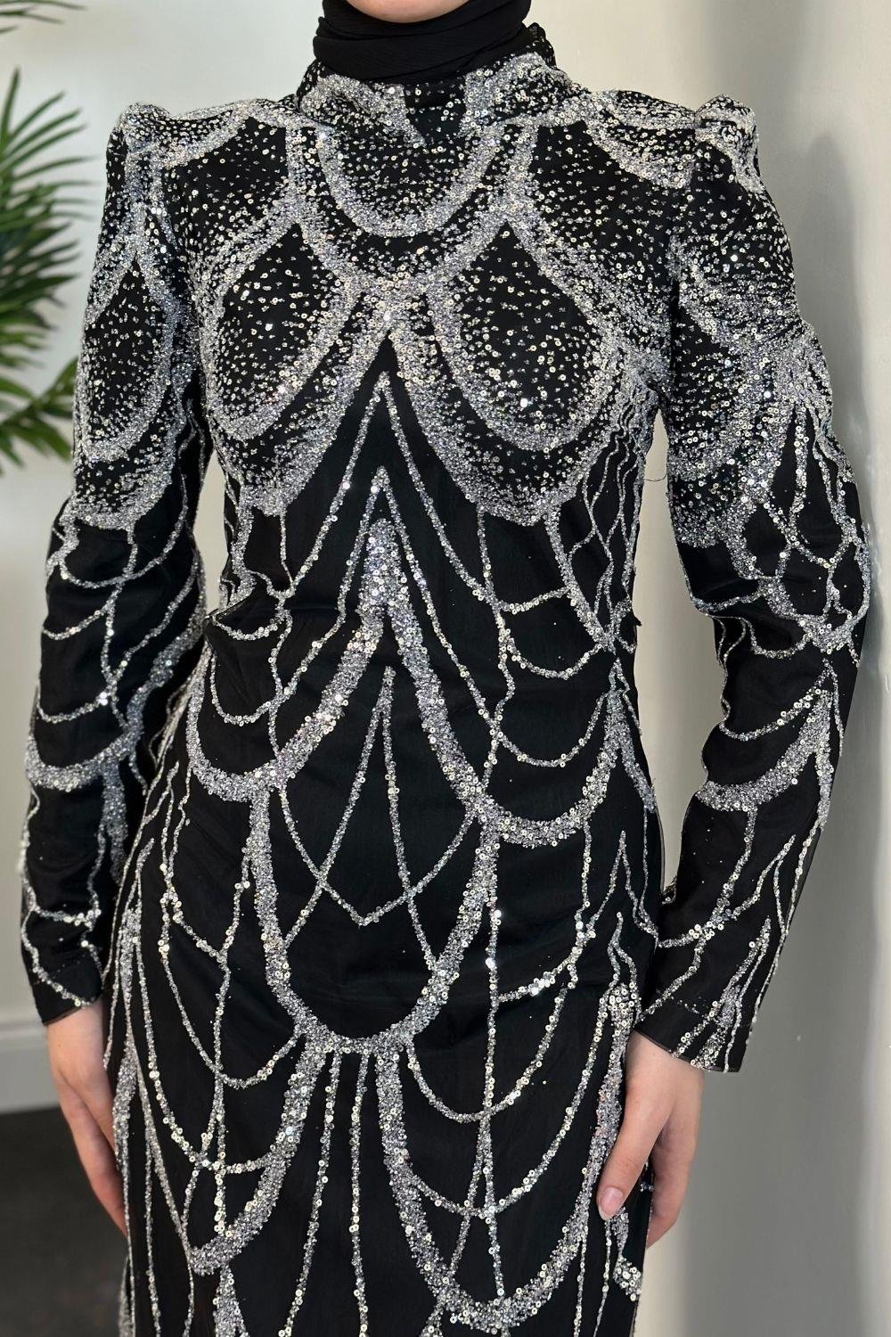 Defne Abiye Siyah 23120 