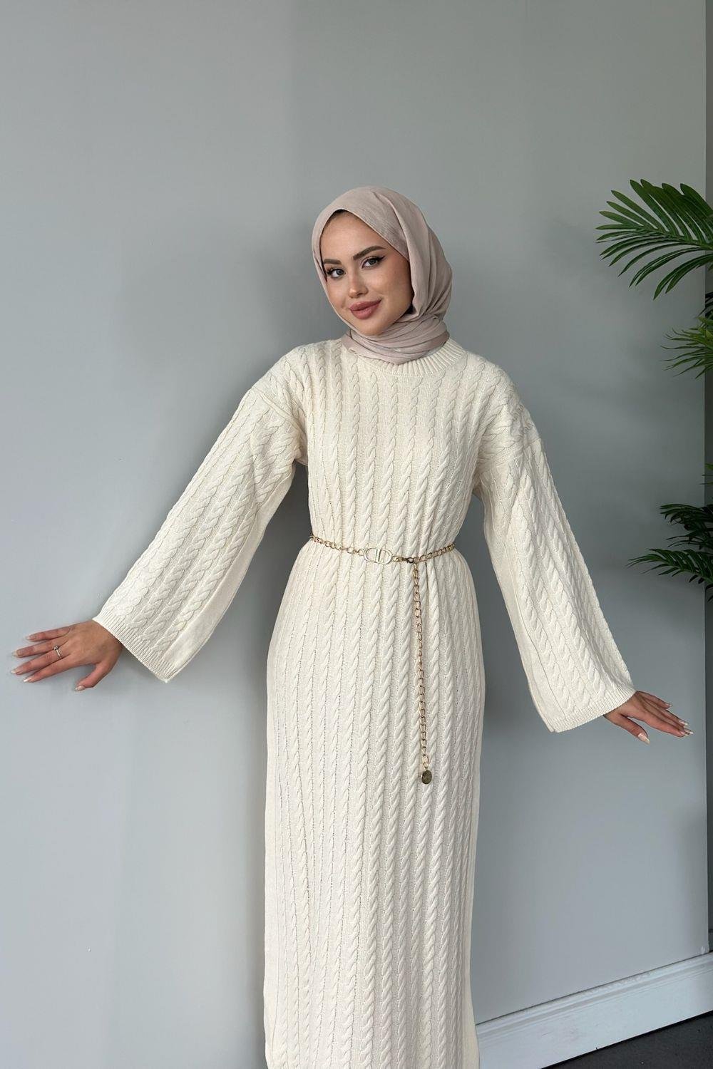 Şura Triko Elbise Ekru 2316 