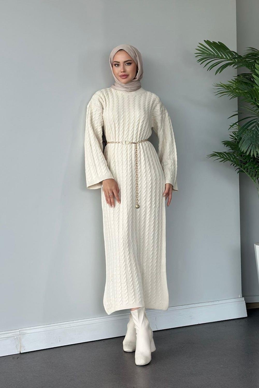 Şura Triko Elbise Ekru 2316 