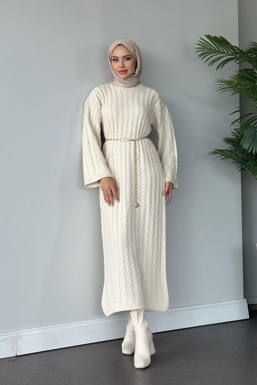 Şura Triko Elbise Ekru 2316 