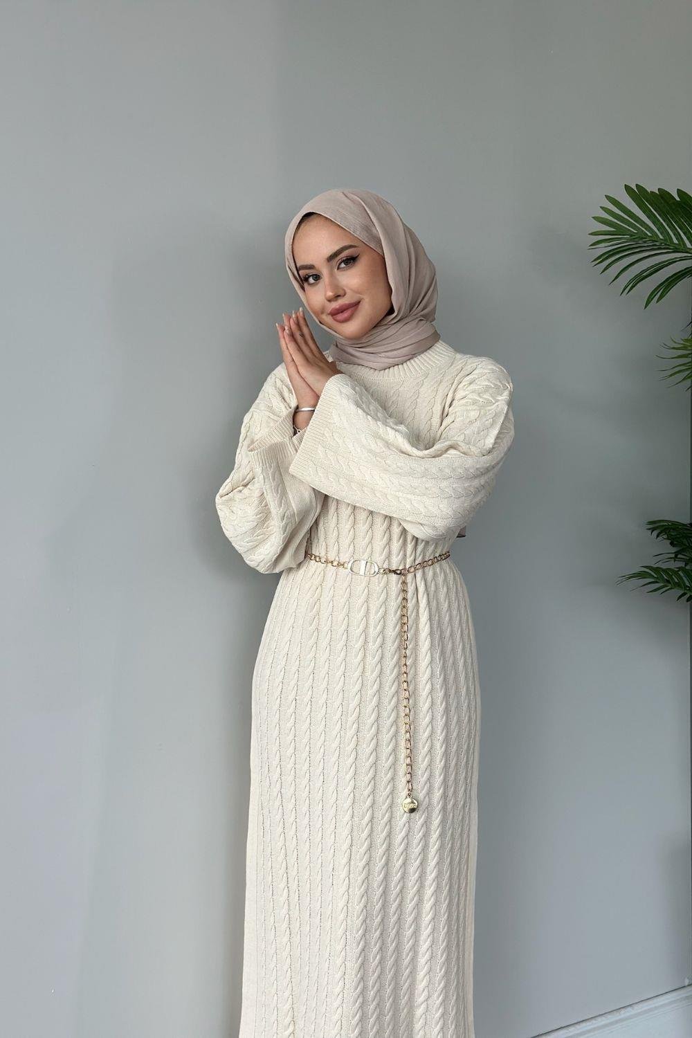 Şura Triko Elbise Ekru 2316 