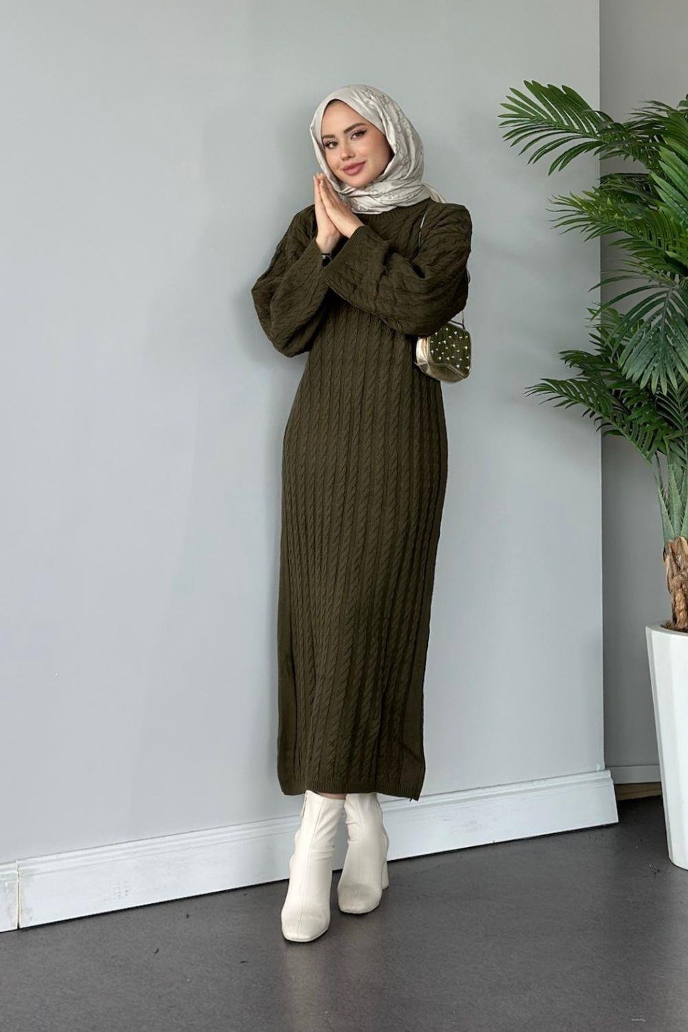 Şura Triko Elbise Haki 2316 