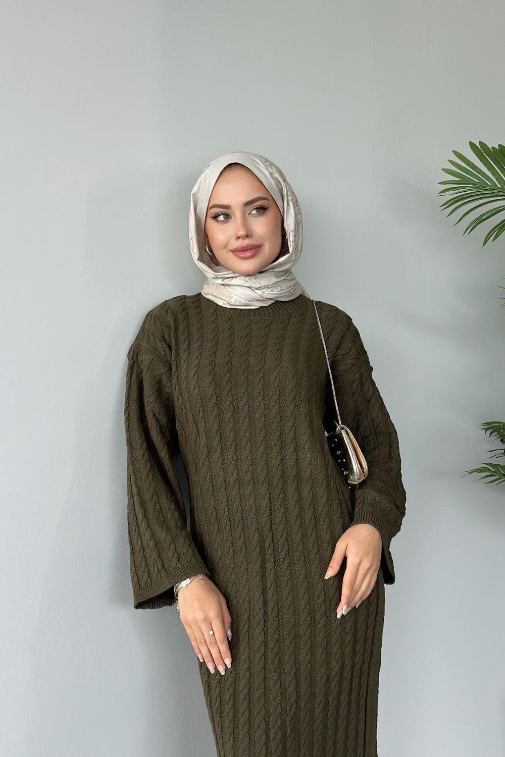 Şura Triko Elbise Haki 2316 