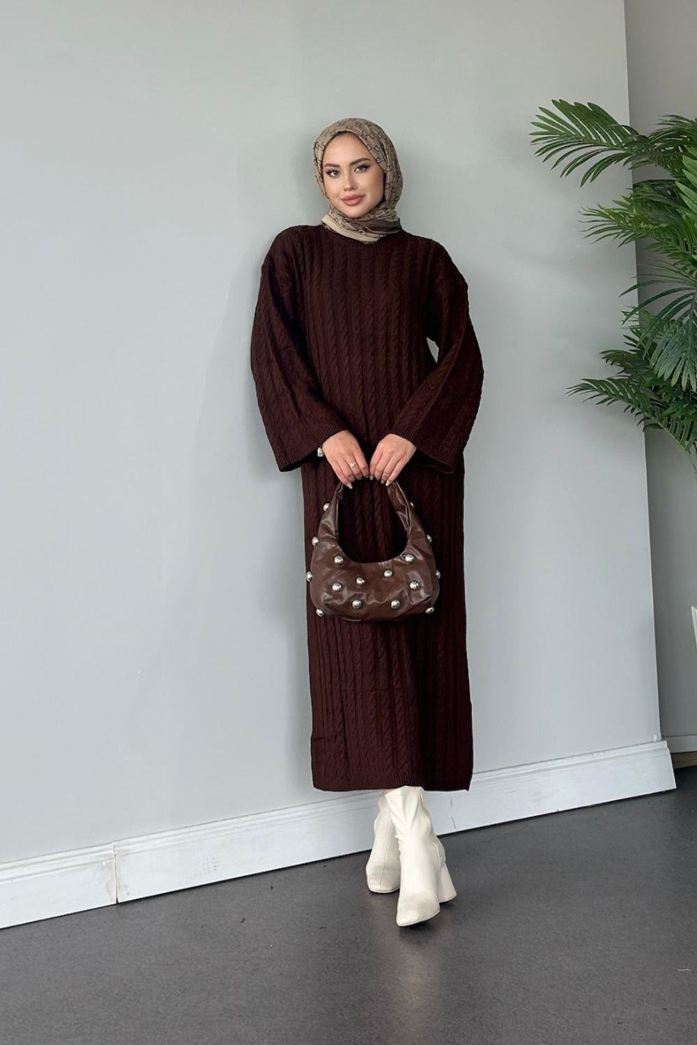 Şura Triko Elbise Kahverengi 2316 