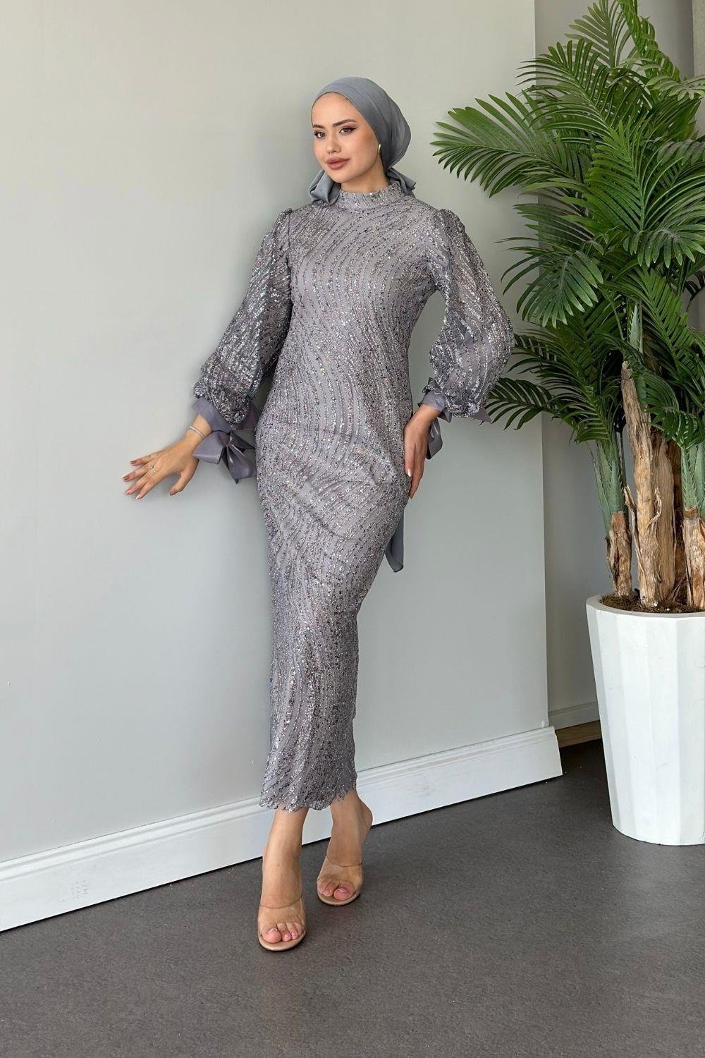 Aylin Abiye Gri 23230 