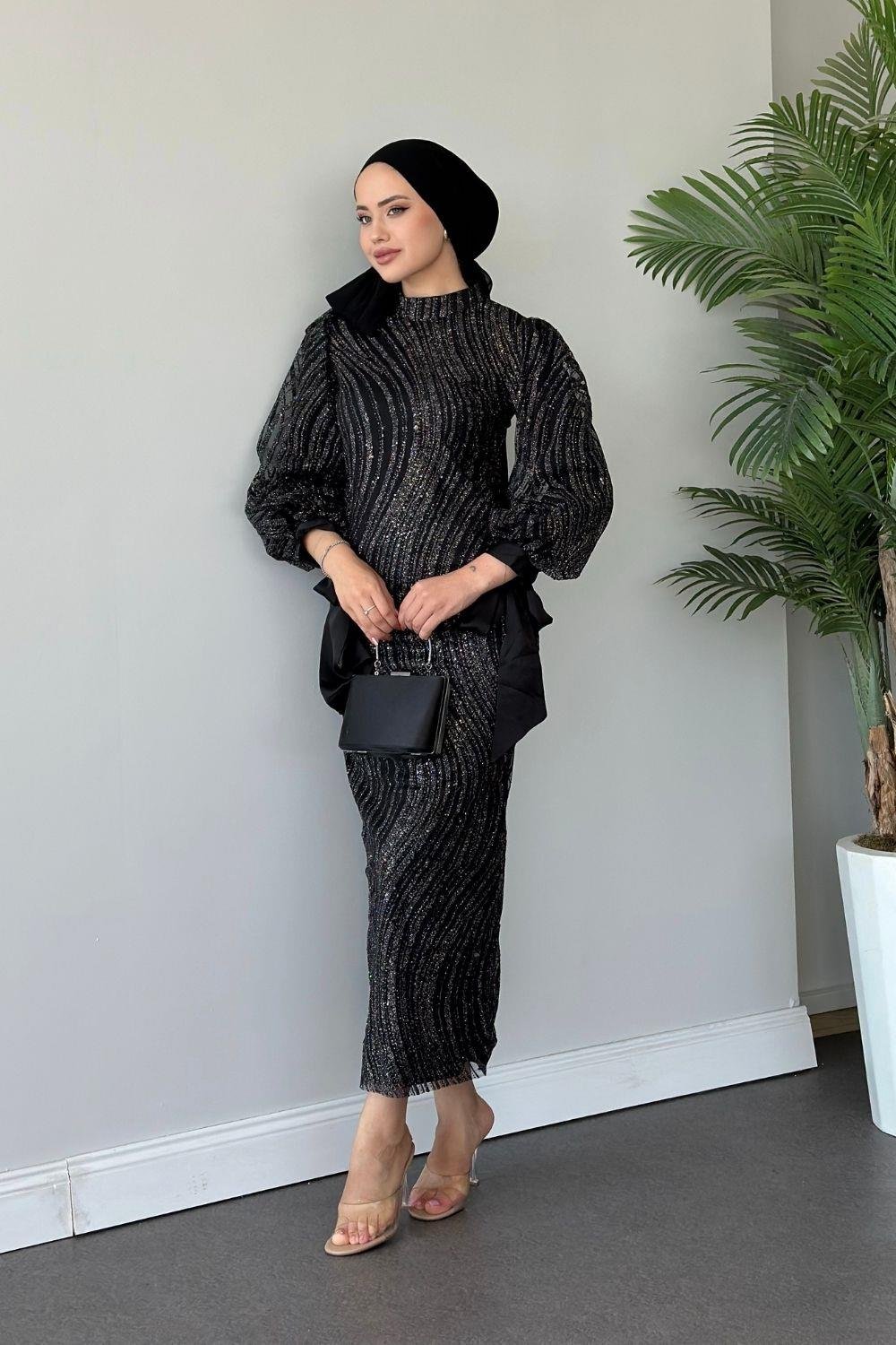 Aylin Abiye Siyah 23230 