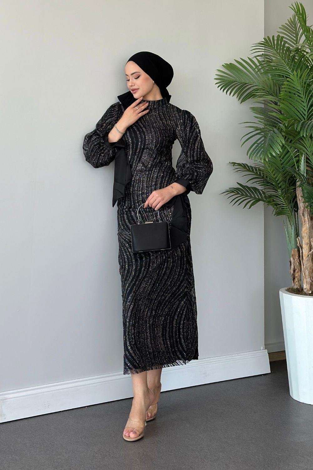 Aylin Abiye Siyah 23230 