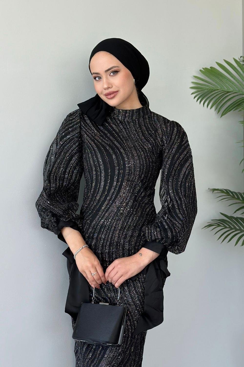 Aylin Abiye Siyah 23230 