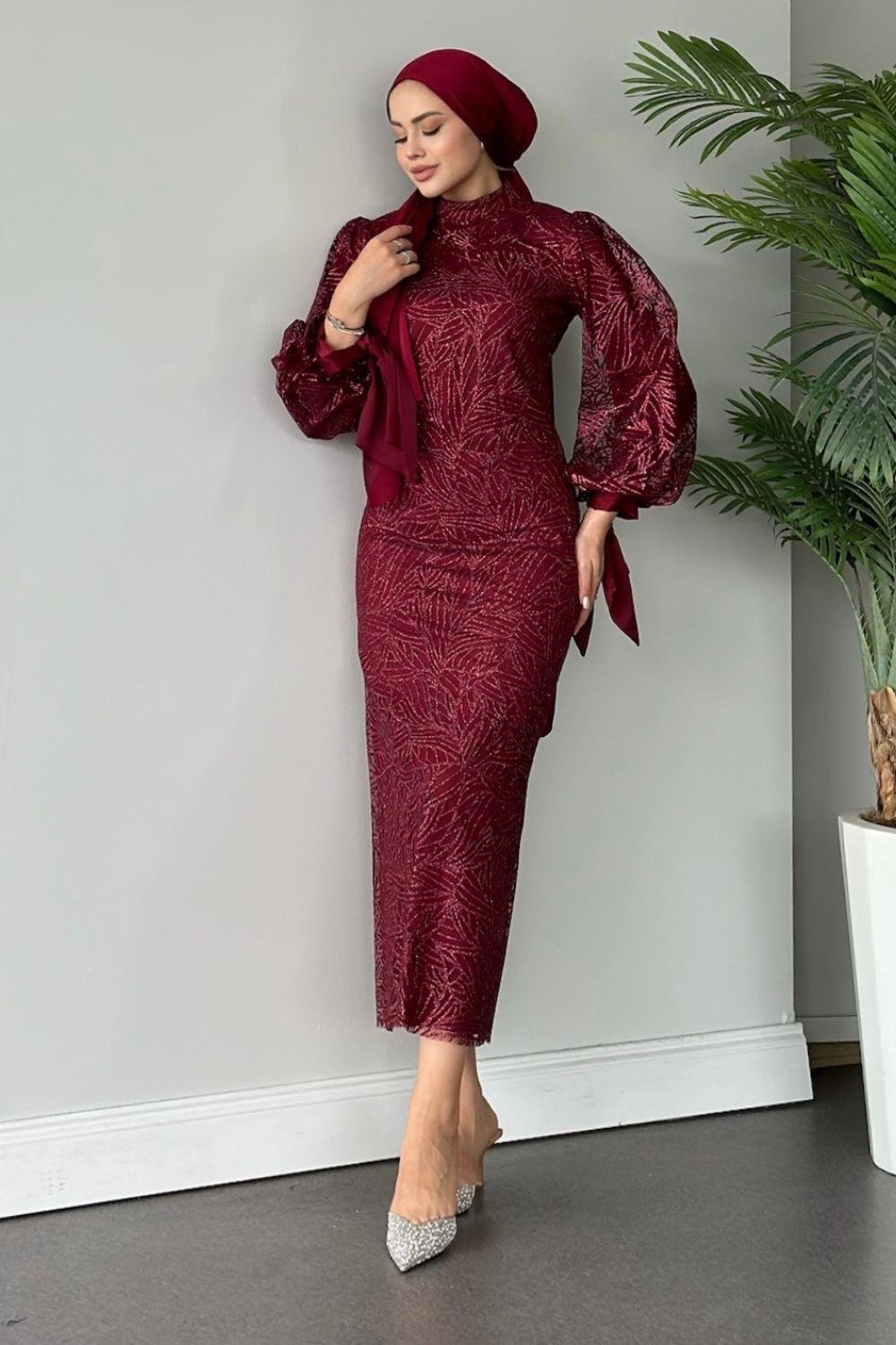 Simge Abiye Bordo 2324 