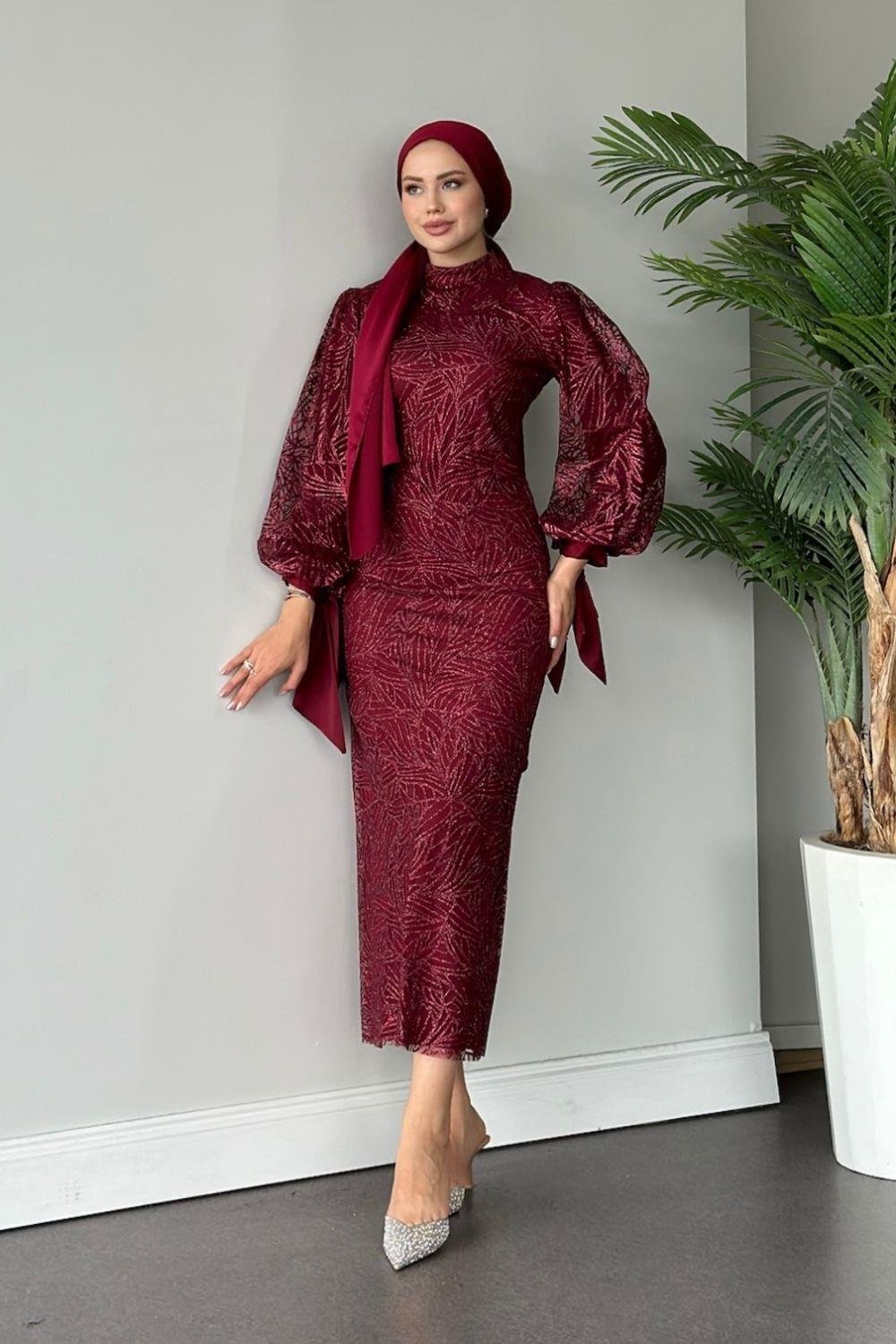 Simge Abiye Bordo 2324 