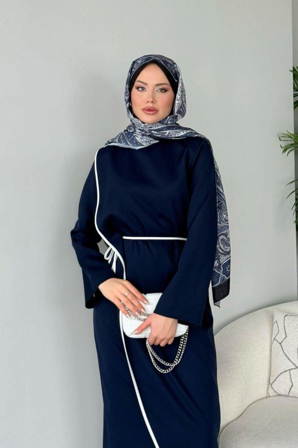 Dilruba Elbise Lacivert 2366 