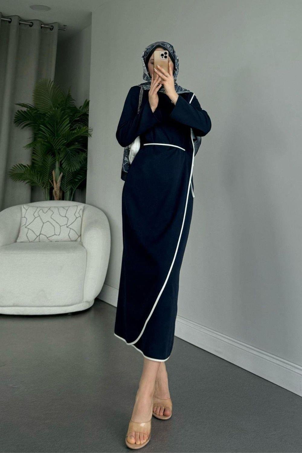 Dilruba Elbise Lacivert 2366 