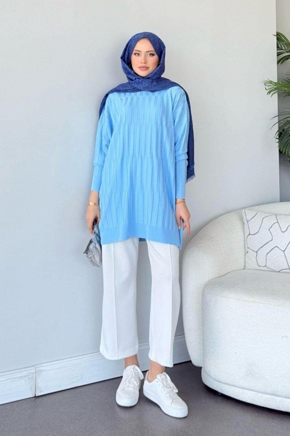 Baklava Desen Tunik Bebe Mavisi 2411000 