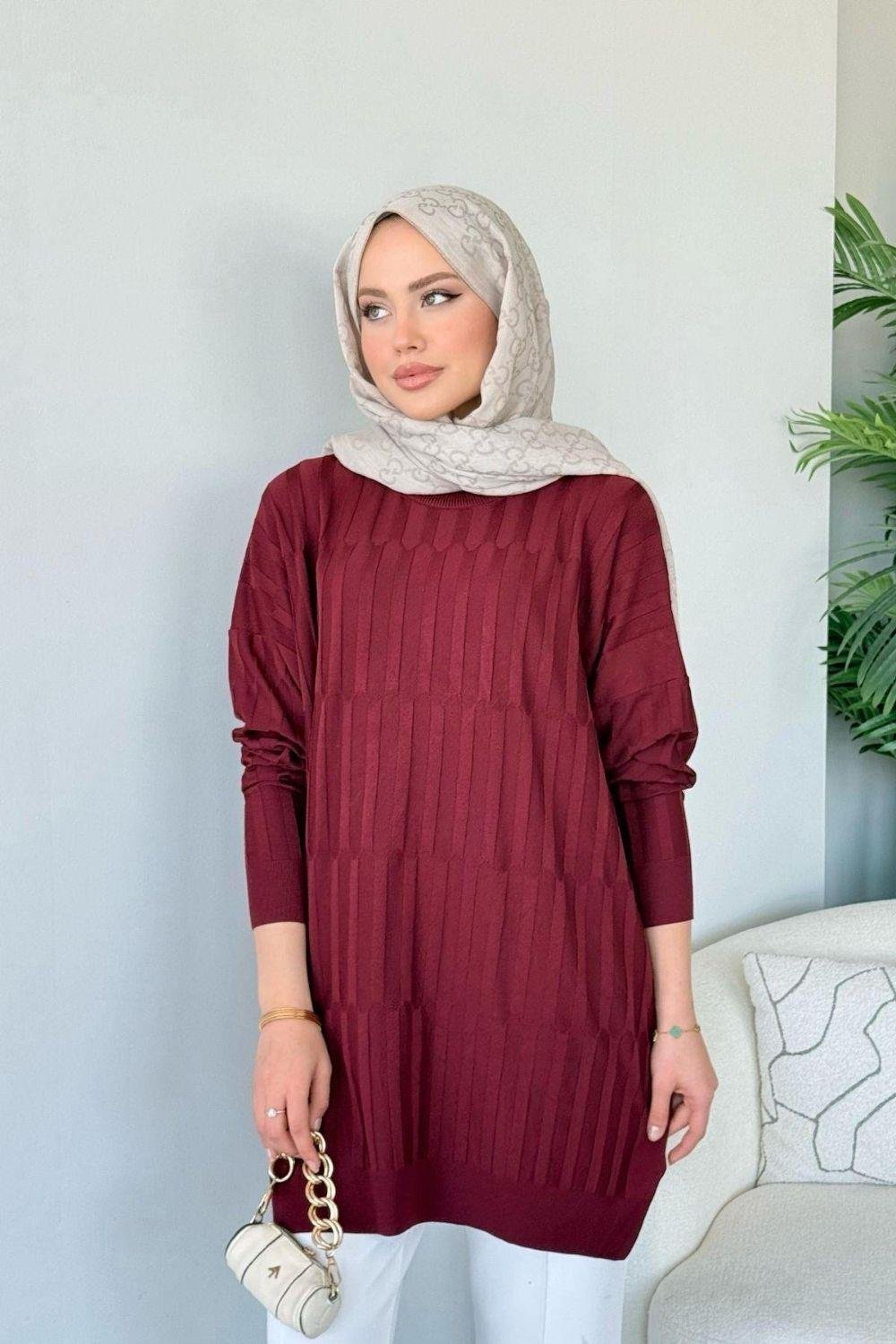 Baklava Desen Tunik Bordo 2411000 