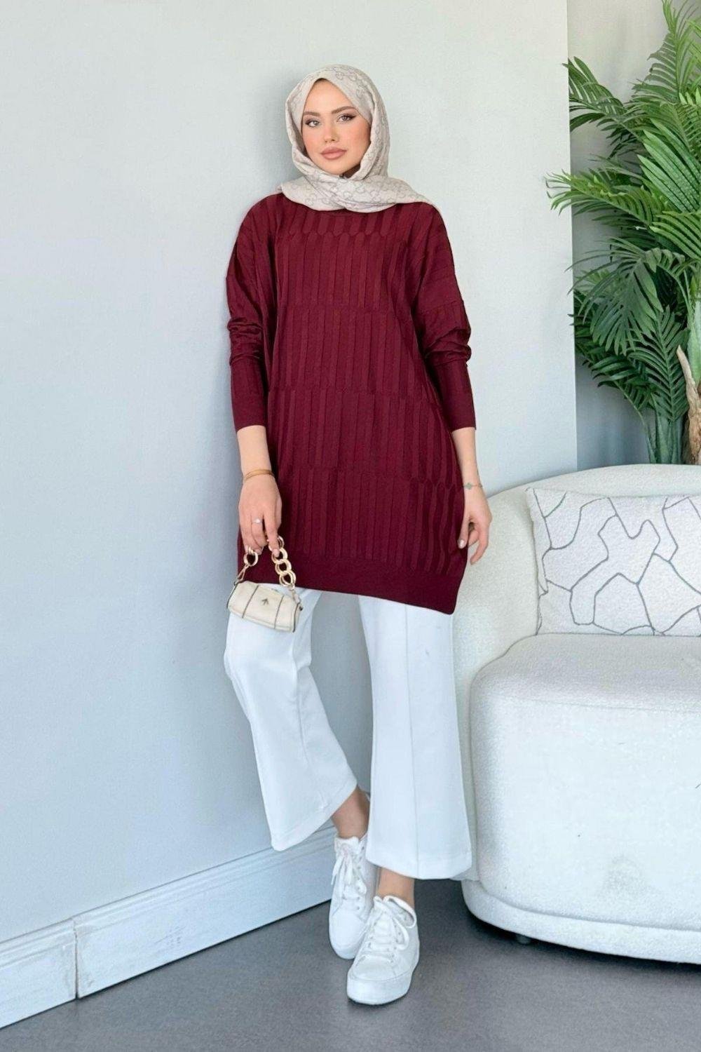 Baklava Desen Tunik Bordo 2411000 