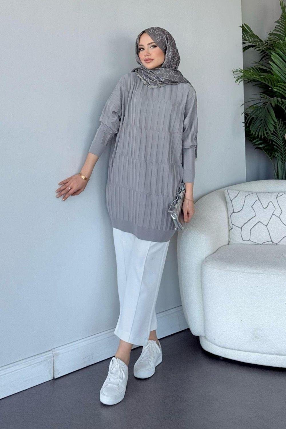 Baklava Desen Tunik Gri 2411000 